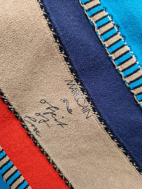 Marc Cain top. Maat 5. Blauw/rood/zijde.