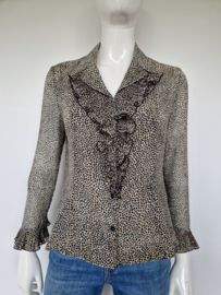 Weill blouse met roezels. Maat 42, Beige/stippenprint.