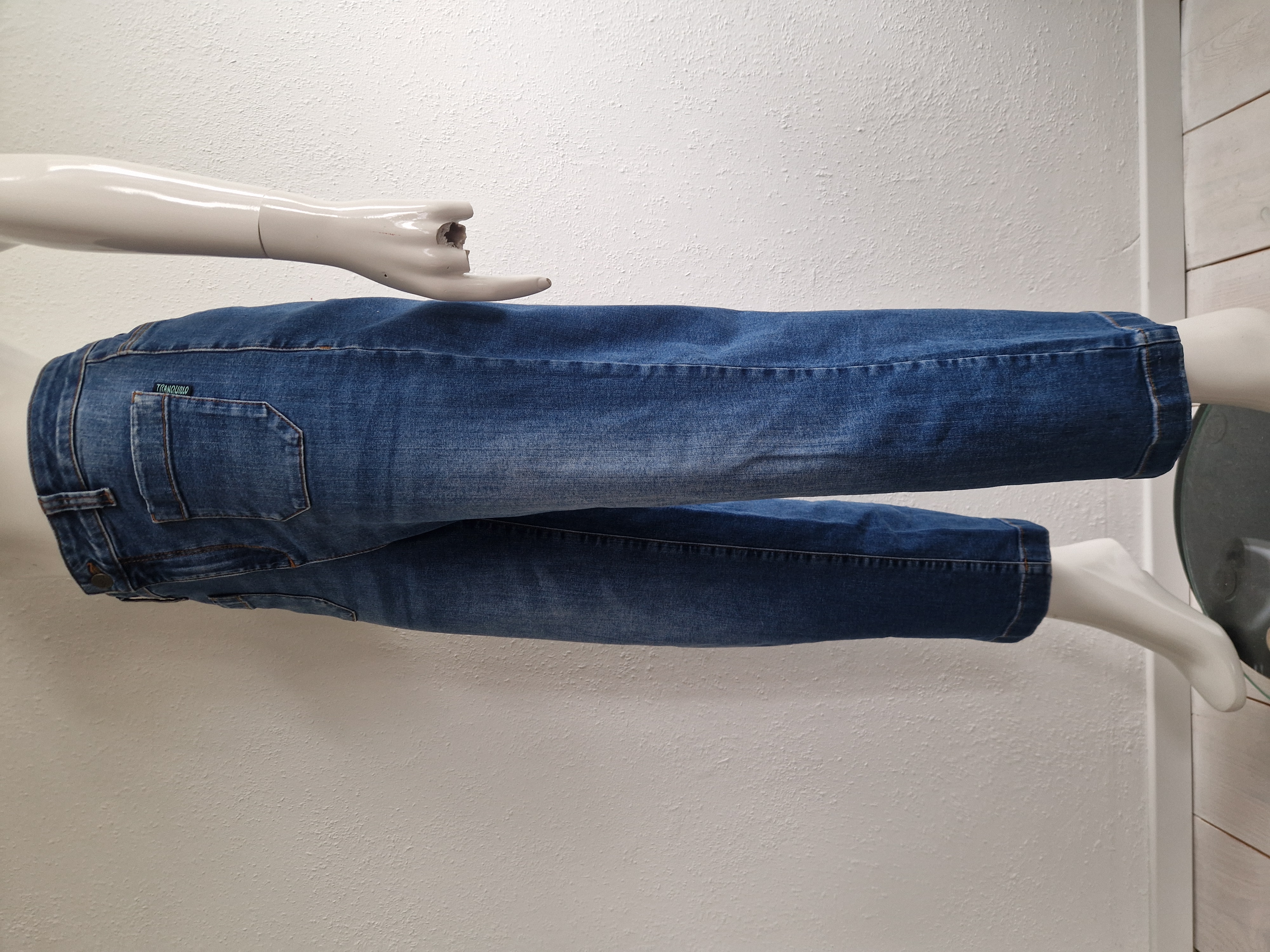 Tranquillo cropped jeans met wijde pijpen. Maat 40. Blauw.