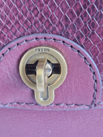 Fossil Ainsley Litehide crossbody tas. Wijnrood/leer.