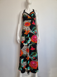 King Louie maxi dress. Maat M. Zwart/bloemenprint.