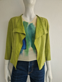 Marc Cain vest/jasje. Maat 2 Limegroen/leer.