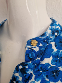 Fabienne Chapot blouse. Maat 38, Wit/blauw/blemenprint.