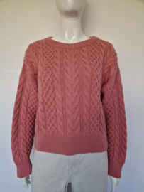 Joline Jolink kabeltrui Soso | Maat S | Roze | Merino wol |