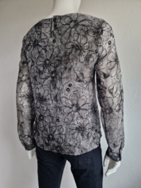 La Ligna blouse top. Maat 36. Grijs/bloemenprint.