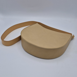 Closed 'Half Round' tas. Beige/leer.