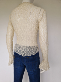 Jusdepom kanten top met flare mouwen. Maat M/L. Crème