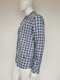 Emily van den Bergh blouse. Mt. 42, Blauw/ruit.