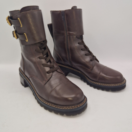 See By Chloé Mallory combat boots. Maat 41. Chocoladebruin/leer.