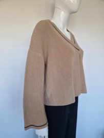 RIANI gebreide katoenen trui. Maat 36. Camel/beige