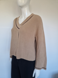 RIANI gebreide katoenen trui. Maat 36. Camel/beige