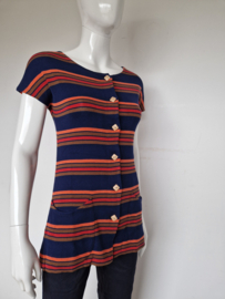 Missoni top. Mt. 38, Blauw/roze/gestreept.