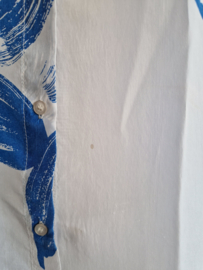 Expresso blouse. Maat 40. Lichtgrijs/blauw/print.