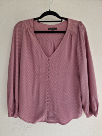 King Louie blouse met V-hals. Maat 38, Zachtroze.