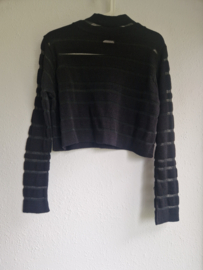 Sarah Pacini cropped trui. Maat AS. Zwart/merino wol.