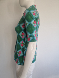 Tante Betsy blouse. Maat S. Turquoise/groen/roze