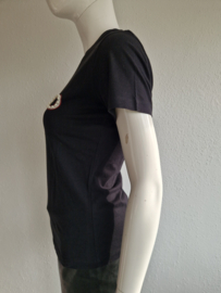 PINKO T-shirt. Maat XS. Zwart/ parels & strass logo