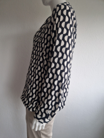 Rock Cardona  blouse top. Maat 46, Zwart/crème/print.