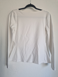Vanilia rib top met boothals. Maat 38, Wit.