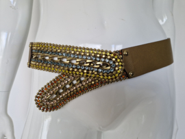 Olijfkleurige leren  heupriem van Nanni.