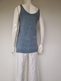 Humanoid luxe alpaca/merino top. Maat S. Blauw gemêleerd.
