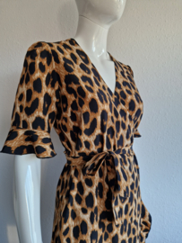 Summum Woman wikkeljurk. Maat L. Bruin/zwart/dierenprint