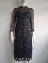 Peter Rommers couture jurk. Maat 36, Zwart/Italiaans kant.