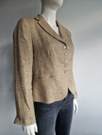 SEY Studio blazer. Maat 40, Beige/visgraat/linnen.