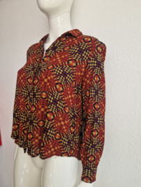 King Louie Maisie blouse Zesty. Maat 40, Roestbruin/ print.
