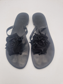 Cenedella slippers. Maat 39,5, Zwart/leer.