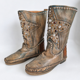 Karma of Charme leren laarzen | Maat 38 | Groen/studs |