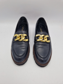 Gabor loafers. Maat 5. Zwart/goudkleurige schakels.