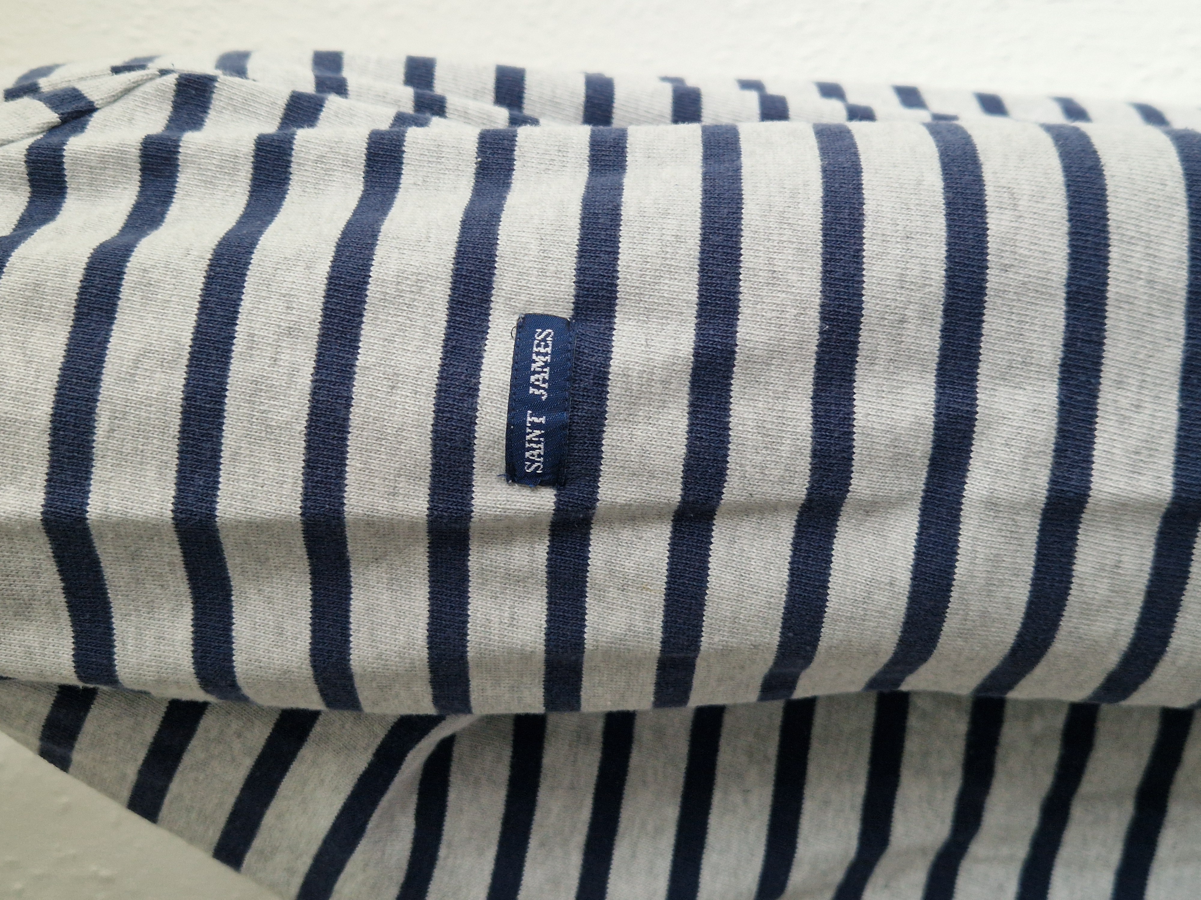 Saint James sweater. Maat M. Grijs/blauw gestreept.