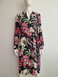 Pom jurk Kea Flower. Maat 40, Antracies/bloemenprint.