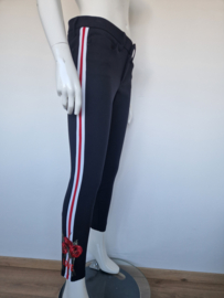 Cambio designer broek met bloemenborduursel | Maat 38 | Zwart |