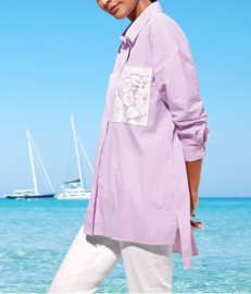 Madeleine blouse. Maat M. Roze/wit gestreept.