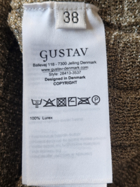 Gustav mouwloze plissétop. Maat 38, Goud.