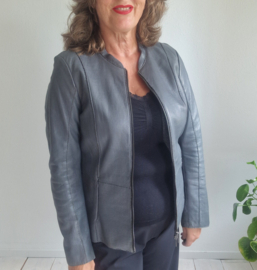 Milestone leren jas. Maat 40, Grijs/lamsnappa