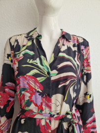 Pom jurk Kea Flower. Maat 40, Antracies/bloemenprint.