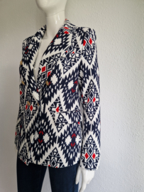 Attentif double breasted blazer. Maat 40. Blauw/crème.