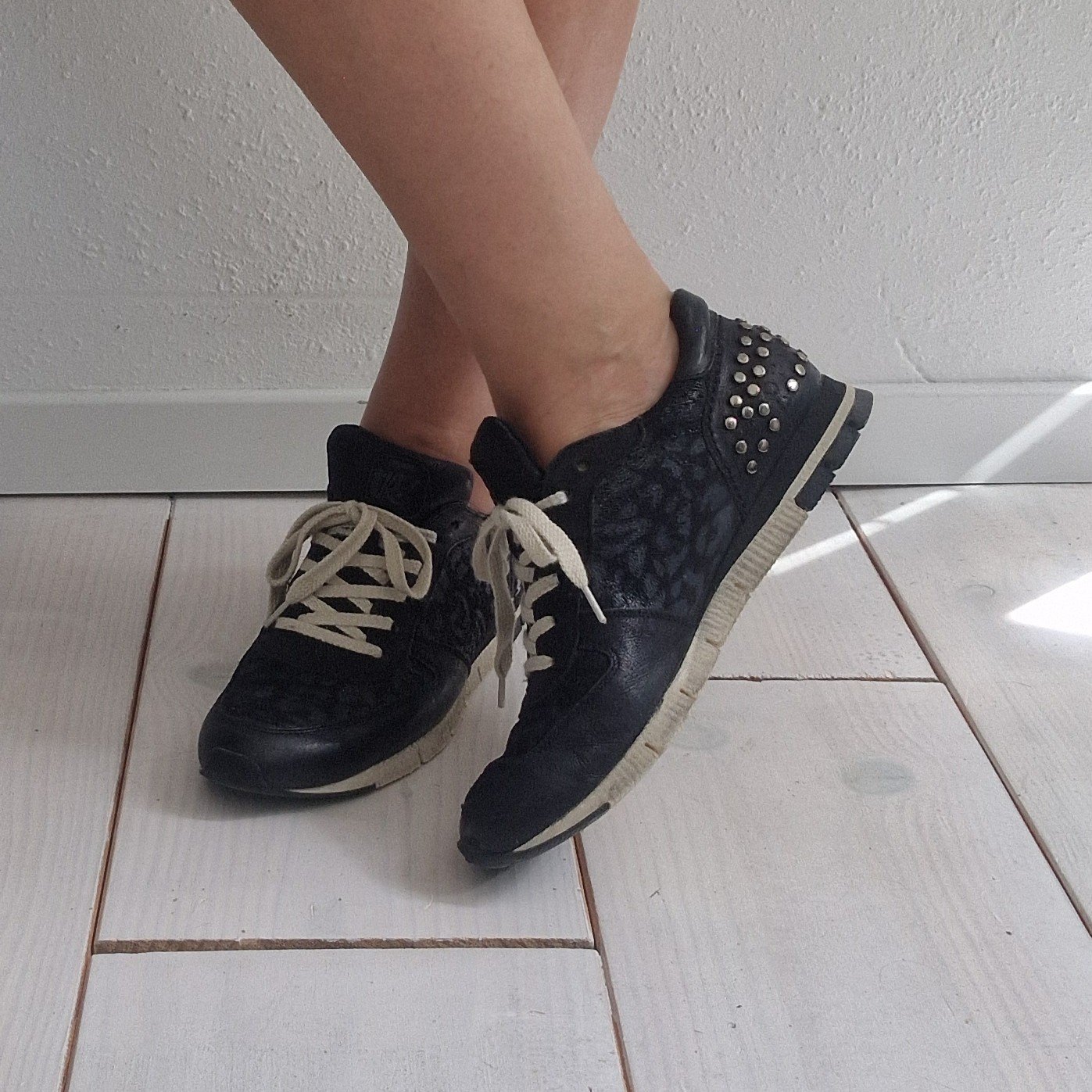 Paul Green sneakers. Maat 4,5, Zwart/leer.