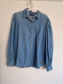 Scotch & Soda jeansblouse met pofmouwen. Maat S. Blauw.