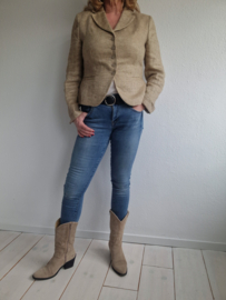 SEY Studio blazer. Maat 40, Beige/visgraat/linnen.