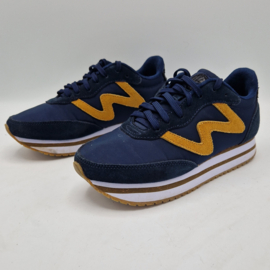 Woden sneakers. Maat 38. Donkerblauw/oranje.