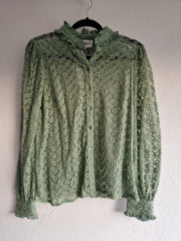 Frnch blouse. Maat M. Mintgroen/borduursels.