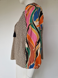 Geisha blouse top. Maat 36, Multi color.