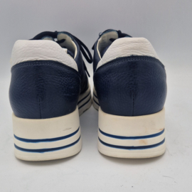 Waldläufer schoenen. Maat 7,5, Blauw/leer.