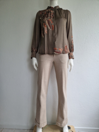 Summum blouse top. Maat 34,Olijfgroen/print.