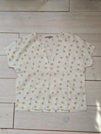 Sylver top. Maat 38, Crème/polkadots.