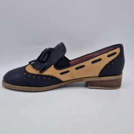 Edith & Ella loafers. Maat 40, Zwart/camel/leer.